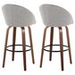 LumiSource Matisse 30" Swivel Barstool with Grey Fabric Upholstery in Walnut and Black (Set of 2), , large