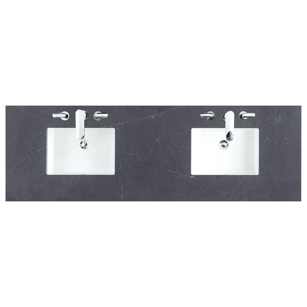 James Martin Vanities Brittany 72&quot; Double Bathroom Vanity in Saddle Brown with 3 cm Charcoal Soapstone Quartz Top and Rectangle Sinks, , large