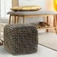 LR Home 16" Square Pouf in Black and Gold, , large