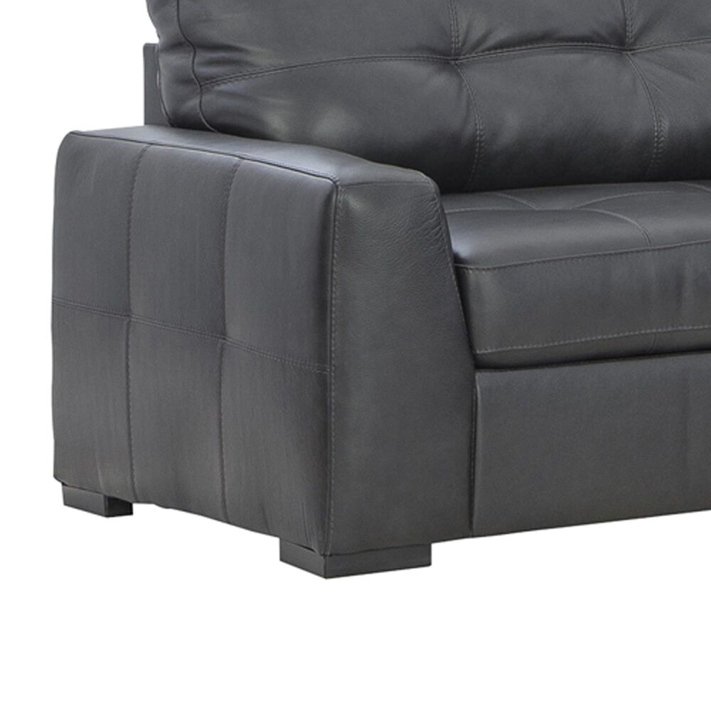 Ashley Brindley Pier 5-Piece Stationary Symmetrical Leather Sectional in Fog, , large