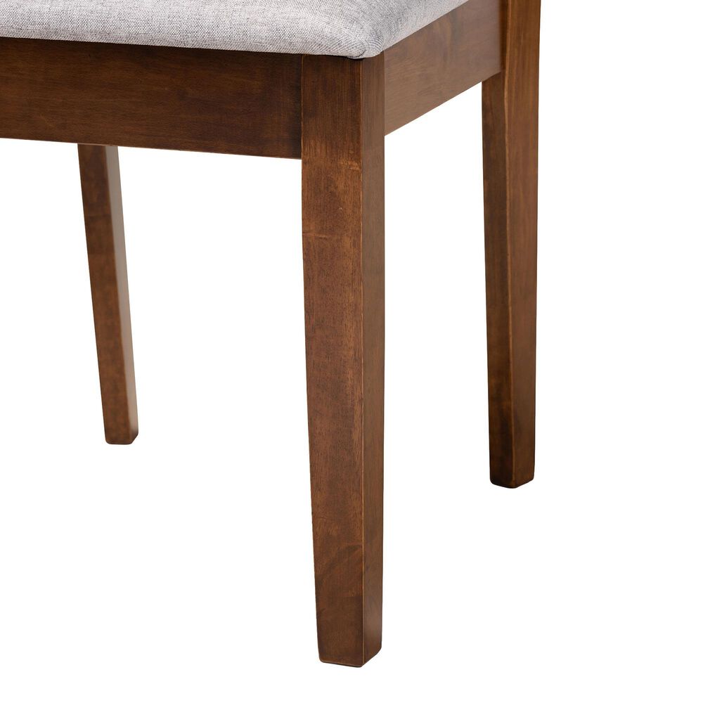 Baxton Studio Nicolette Side Chair with Grey Cushion in Walnut Brown (Set of 2), , large