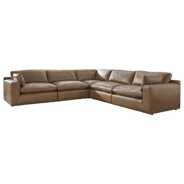 Ashley Emilia 5-Piece Stationary Reversible Sectional in Caramel, , large