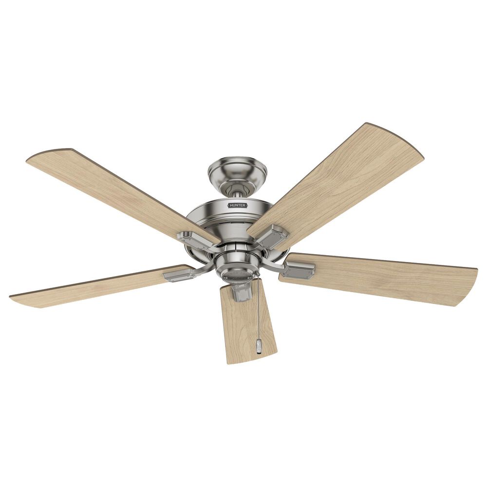 Hunter Crestfield 52&quot; Pull Chain Ceiling Fan with LED Lights in Brushed Nickel, , large