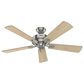 Hunter Crestfield 52" Pull Chain Ceiling Fan with LED Lights in Brushed Nickel, , large