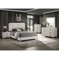 Crown Mark Nyomi King Upholstered Panel Bed in White, , large