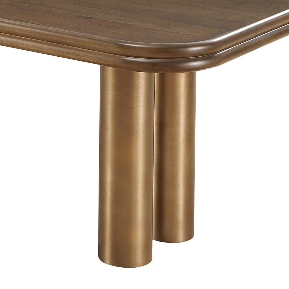Urban Home Mataranka 7-Piece Rectangular Dining Set in Bistre and Brushed Golden Stainless Steel, , large