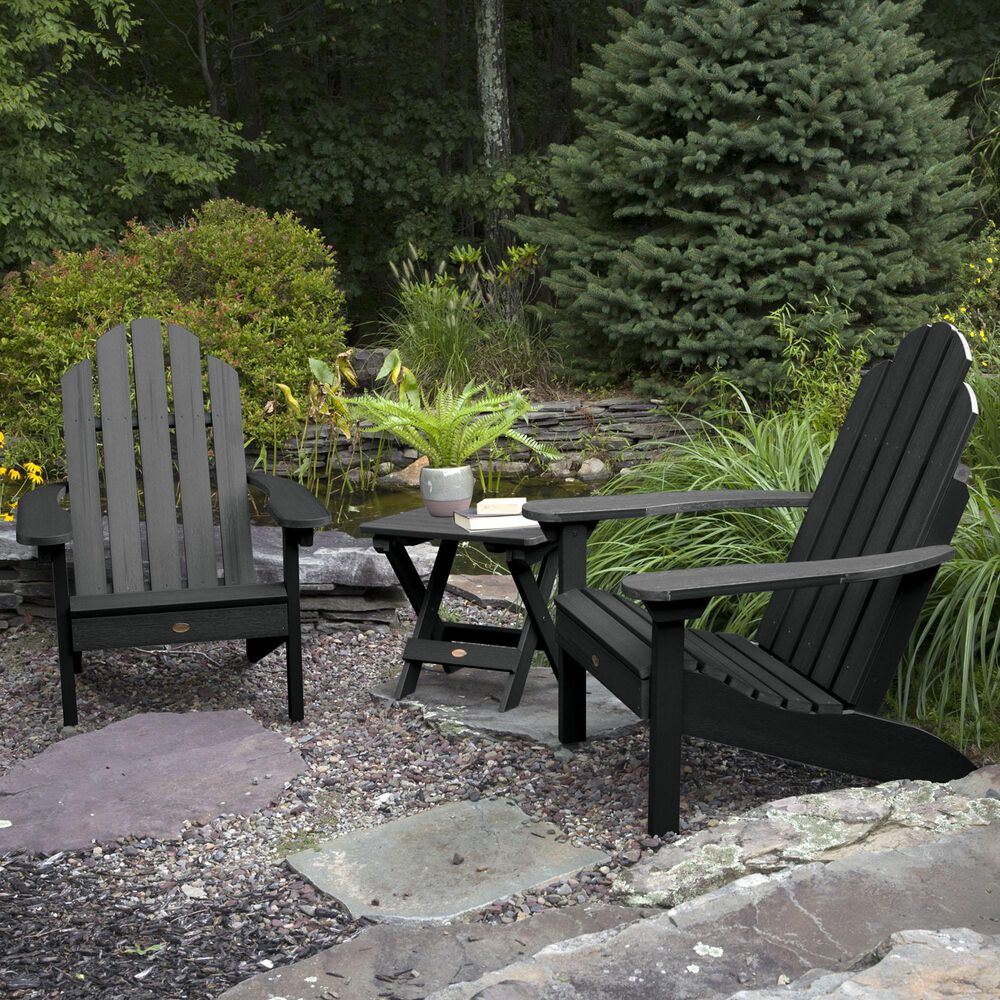 Highwood USA Classic Westport 3-Piece Adirondack Chair Set in Black, , large