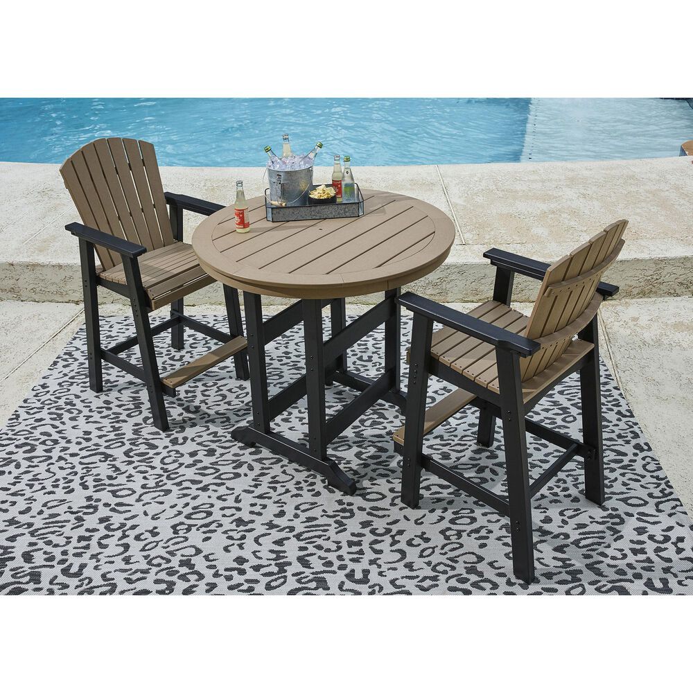 Signature Design by Ashley Fairen Trail 3Piece Outdoor Bar Set in Black and Driftwood Shop NFM