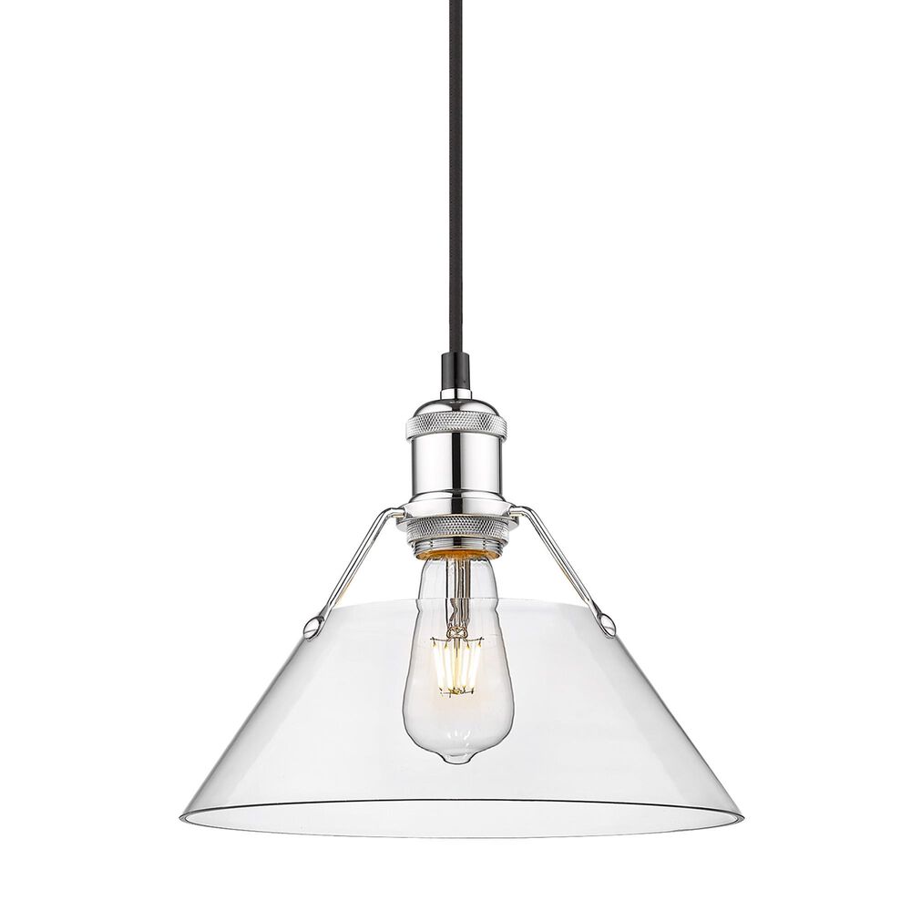 Golden Lighting Orwell 1-Light Medium Pendant with Clear Glass Shade in Chrome, , large