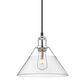 Golden Lighting Orwell 1-Light Medium Pendant with Clear Glass Shade in Chrome, , large