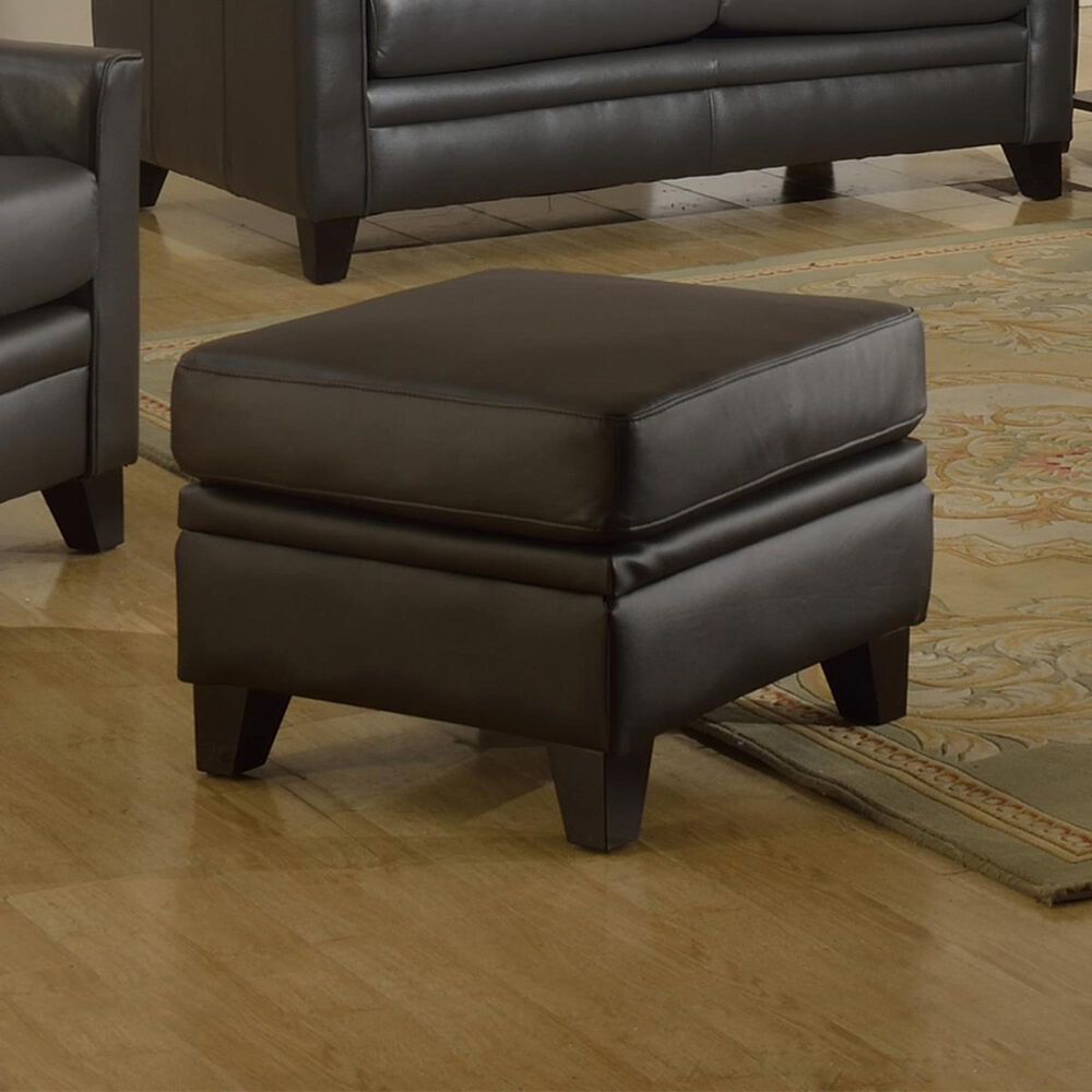Italiano Furniture Fletcher Leather Ottoman in Charcoal Gray, , large