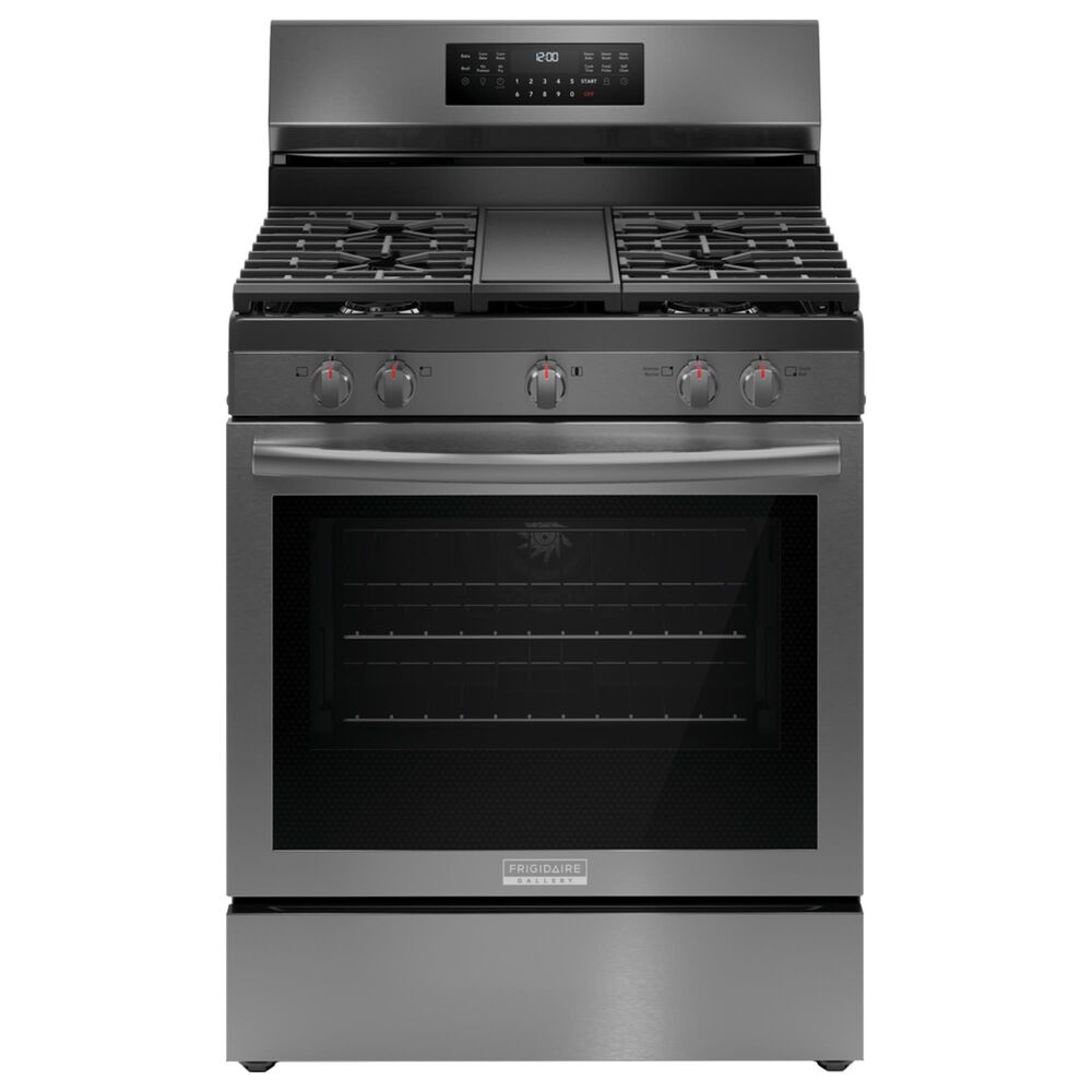 Frigidaire Gallery 30" Rear Control Gas Range with Total Convection in Black Stainless Steel, , large