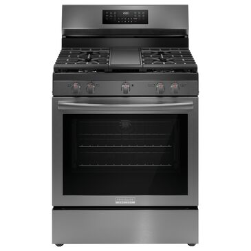 Frigidaire Gallery 30" Rear Control Gas Range with Total Convection in Black Stainless Steel, , large