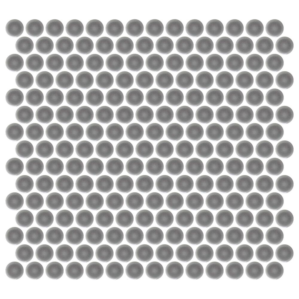 Emser Savvy Silver 1" x 1" Round on 11" x 12" Glazed Porcelain Mosaic Sheet, , large