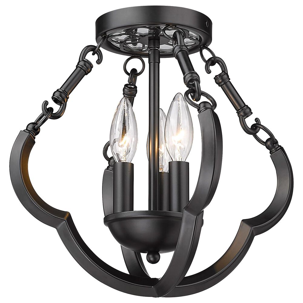 Golden Lighting Saxon 3-Light Semi-Flush in Matte Black, , large