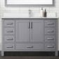 Lexora Home Jacques 48" Single Bathroom Vanity in Dark Grey with 2 cm White Cultured Marble Top and Rectangular Sink, , large