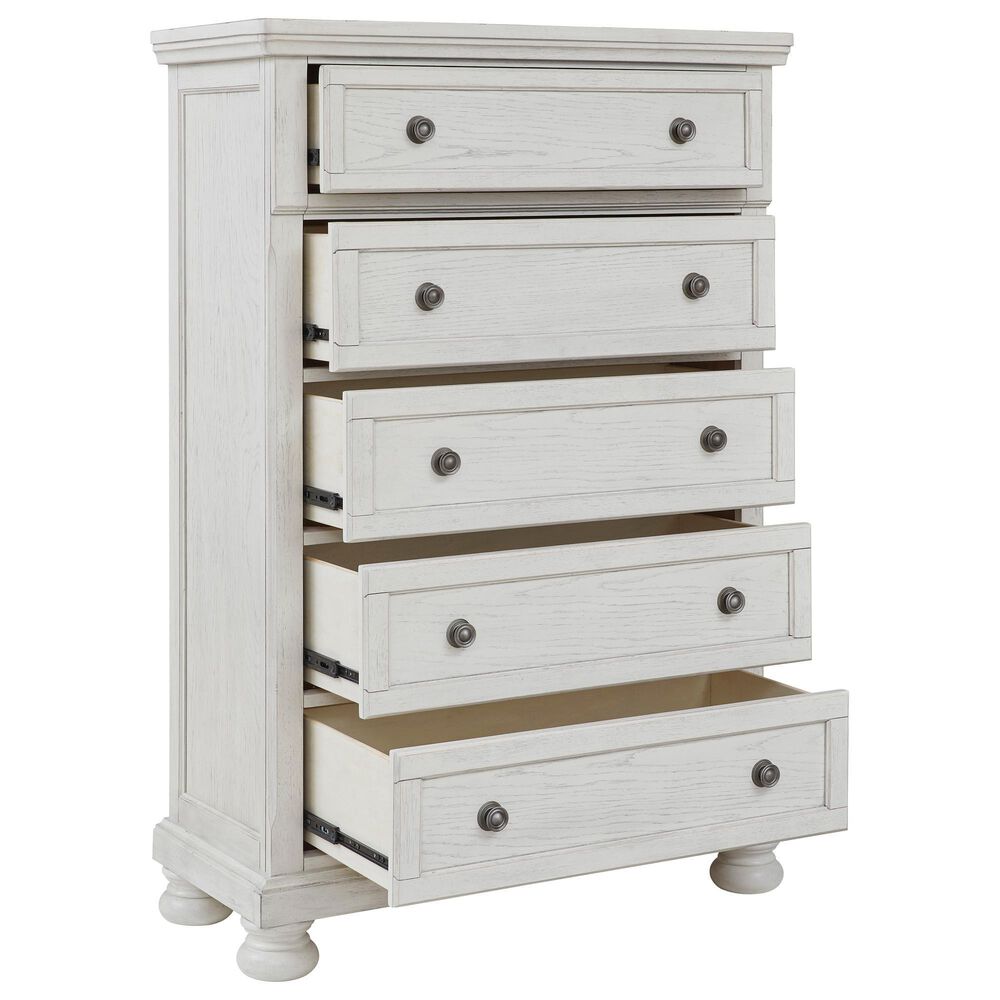 Ashley Robbinsdale 5 Drawer Double Knob Chest in Antique White, , large
