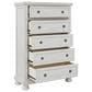 Ashley Robbinsdale 5 Drawer Double Knob Chest in Antique White, , large