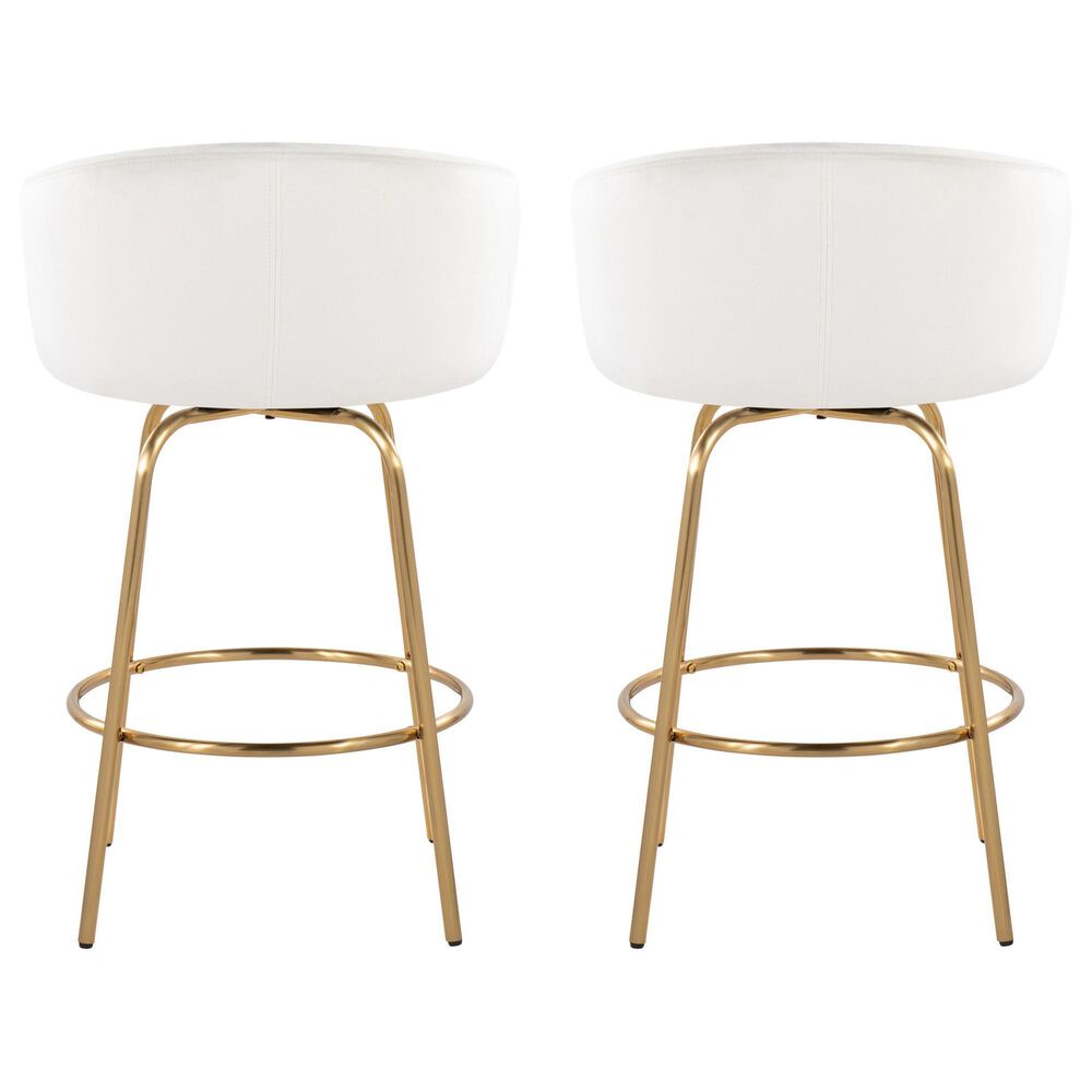 LumiSource Claire Swivel Counter Stool with Cream Velvet Upholstery in Gold (Set of 2), , large