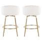 LumiSource Claire Swivel Counter Stool with Cream Velvet Upholstery in Gold (Set of 2), , large