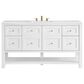 James Martin Vanities Breckenridge 60" Single Bathroom Vanity in Bright White with 3 cm White Zeus Quartz Top and Rectangular Sink, , large
