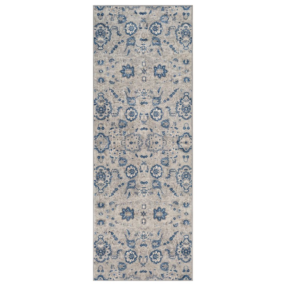 Surya Monaco MOC-2308 2'6" x 8' Gray, Silver, Bright Blue, Navy and Cream Scatter Rug, , large
