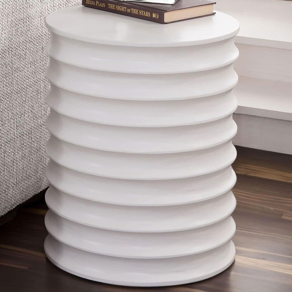 Steve Silver Griffin End Table in White, , large