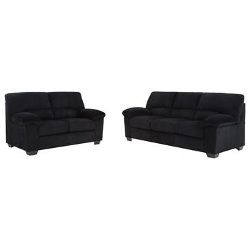 Ashley SimpleJoy Stationary Sofa and Loveseat Set in Onyx, , large