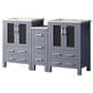 Lexora Home Volez 60" Double Bathroom Vanity in Dark Grey with 2 cm White Ceramic Top, Rectangular Sinks and Side Cabinet, , large