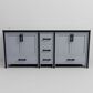 Lexora Home Ziva 80" Double Bathroom Vanity in Dark Grey with 2 cm White Quartz Top and Rectangular Sinks, , large