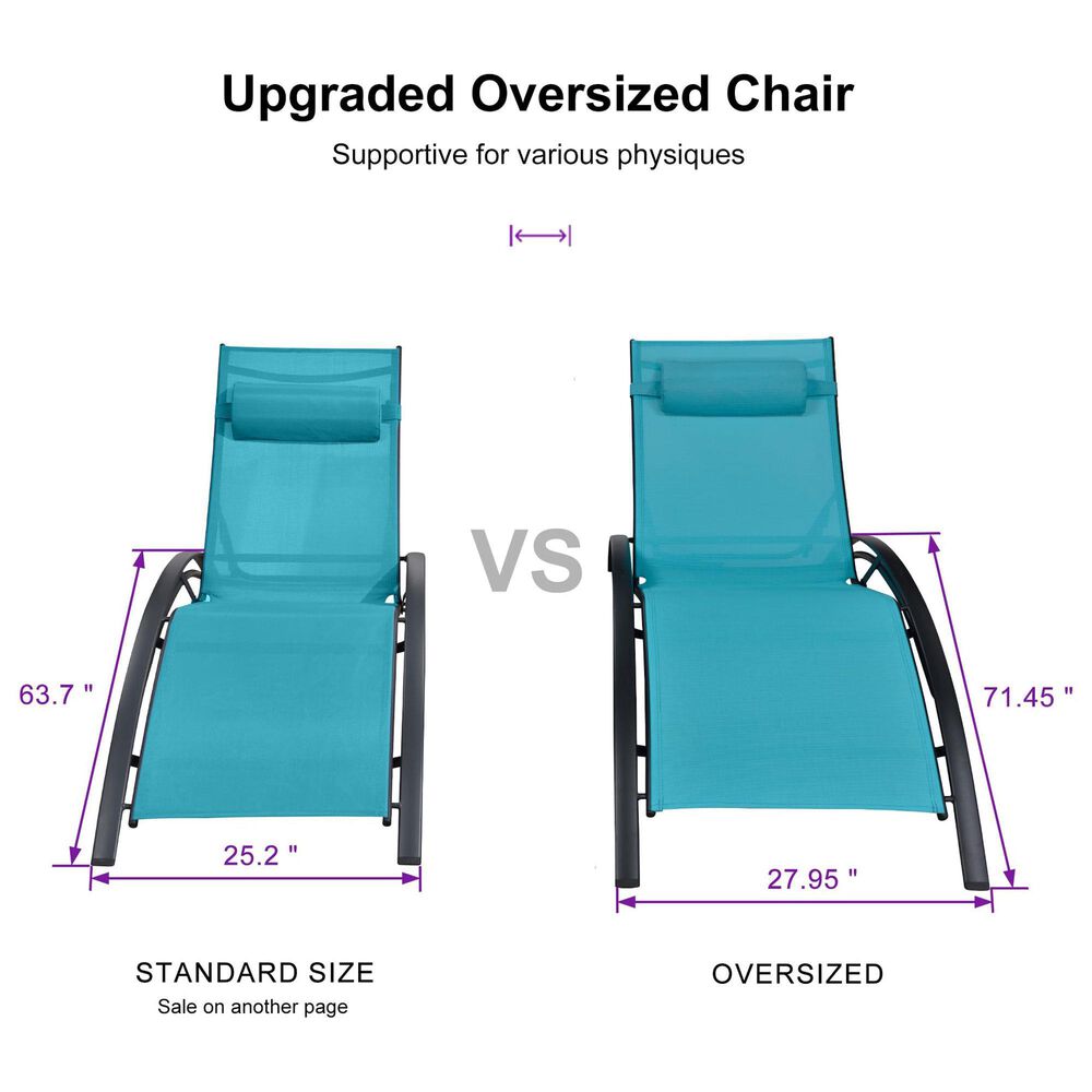 HOMLUX 3-Piece Oversized Patio Chaise Lounge Set in Turquoise Blue, , large