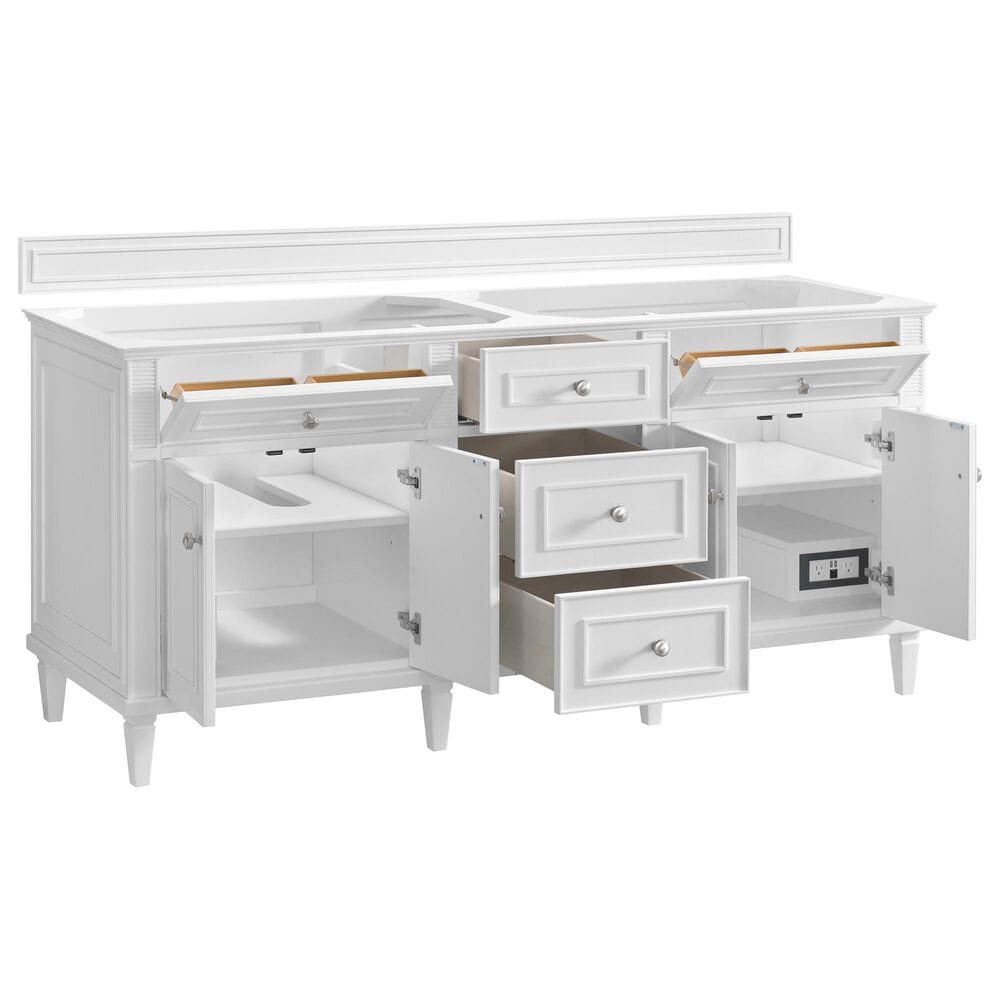 James Martin Vanities Lorelai 72&quot; Double Vanity in Bright White with 3 cm Lime Delight Quartz Top, , large