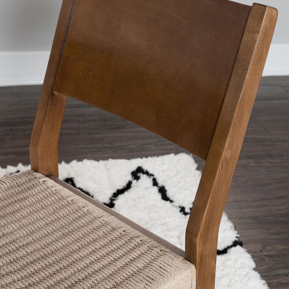 Linon Home Decor Cadence Side Chair with Woven Rope Seat in Brown (Set of 2), , large