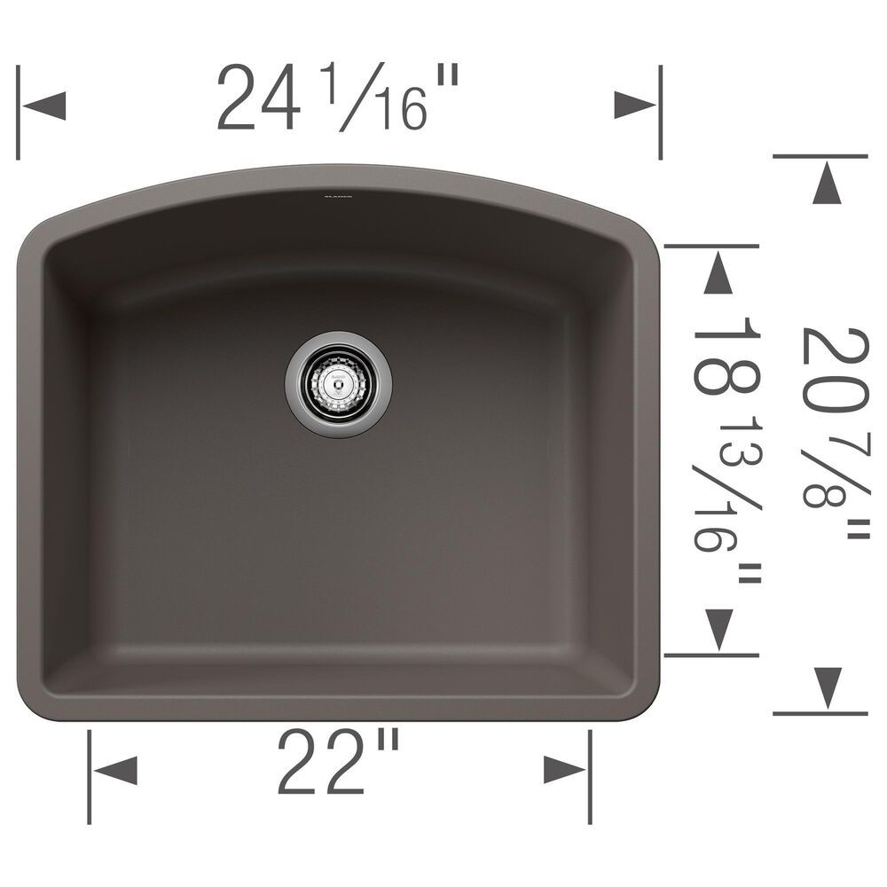 Blanco Diamond 24&quot; Single Bowl Kitchen Sink in Volcano Gray, , large