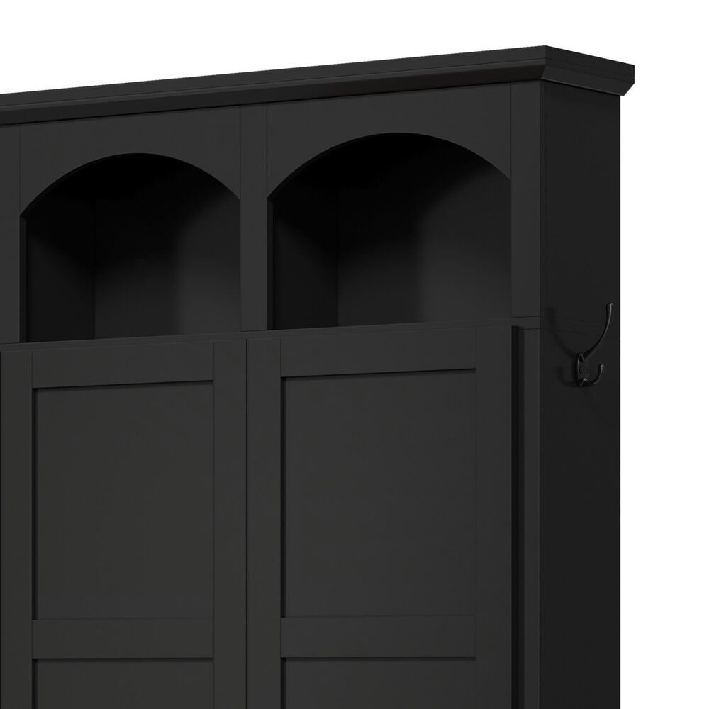 HOMLUX 5-Hook Hall Tree with 3 Hidden Storage in Black and Walnut, , large