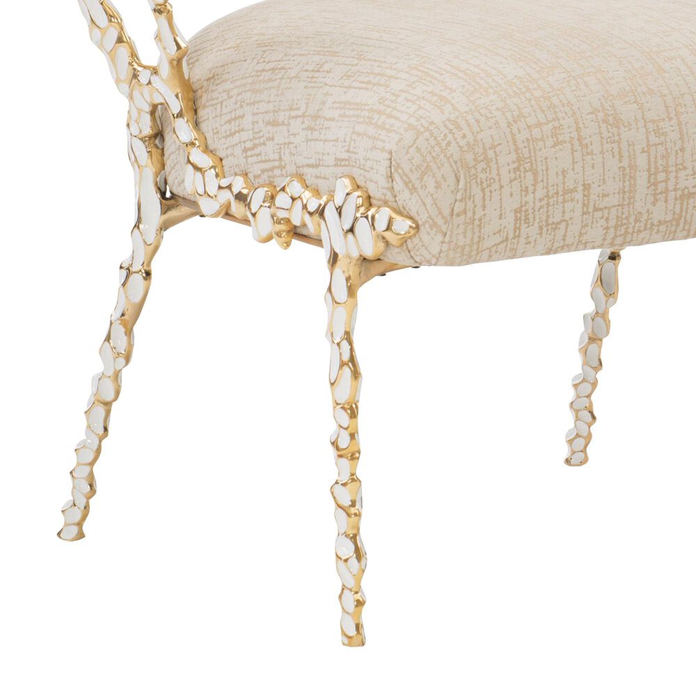 Schnadig Caracole Upholstery Accent Chair in Gold Brush and White Enamel, , large
