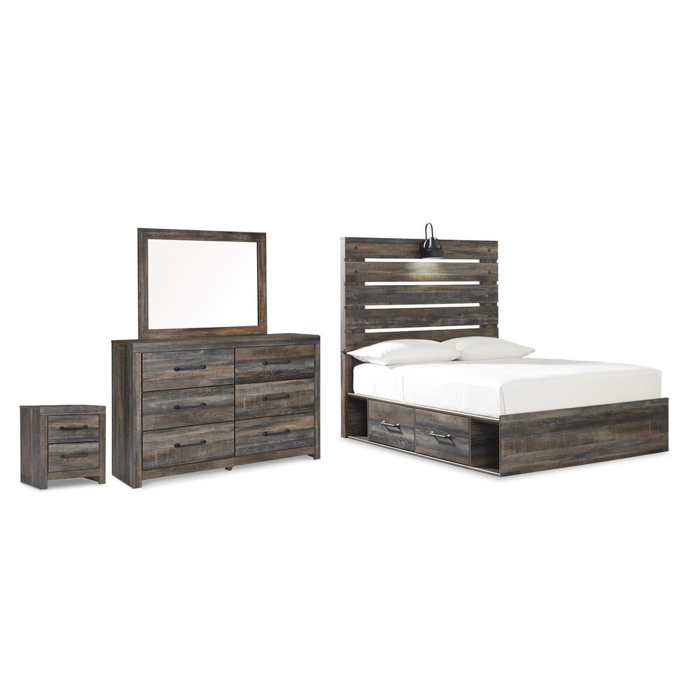 Ashley Drystan 4 Piece Full Panel Bed Set in Rustic Brown, , large