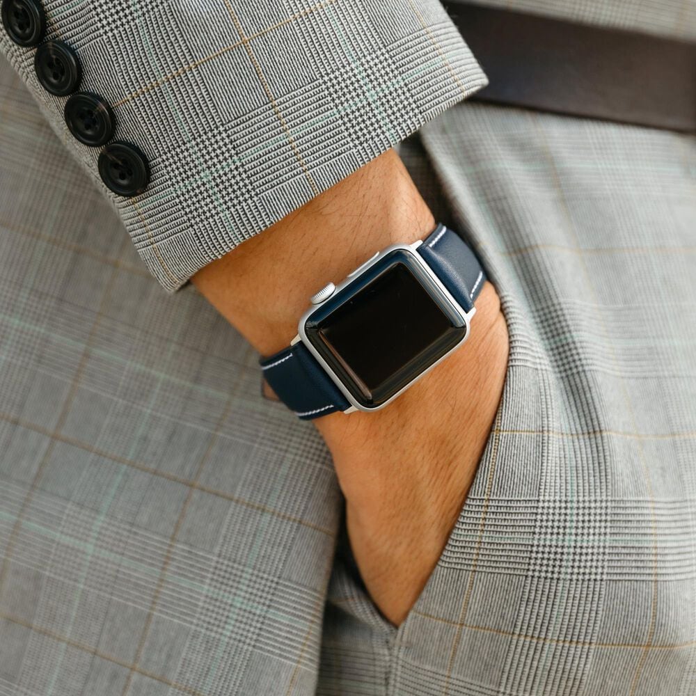 Bluebonnet Cases Band Leather for Apple Watch in Midnight Blue, , large