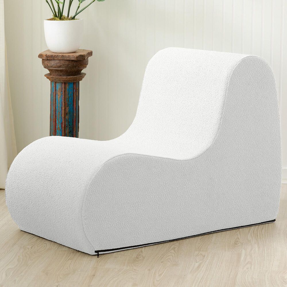 Jaxx Uptown Modern Armless Accent Chair in Boucle White, , large