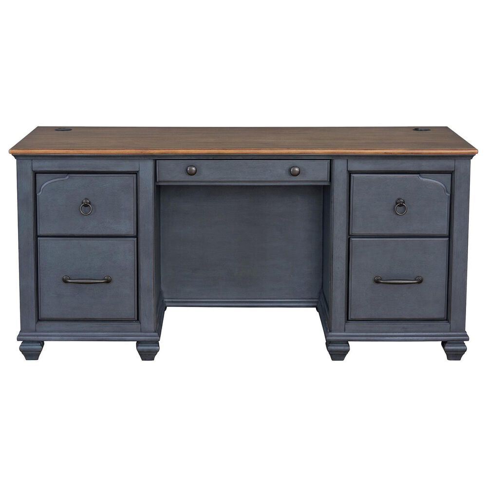 Legends Furniture Americana Executive Desk in Corduroy Blue, , large