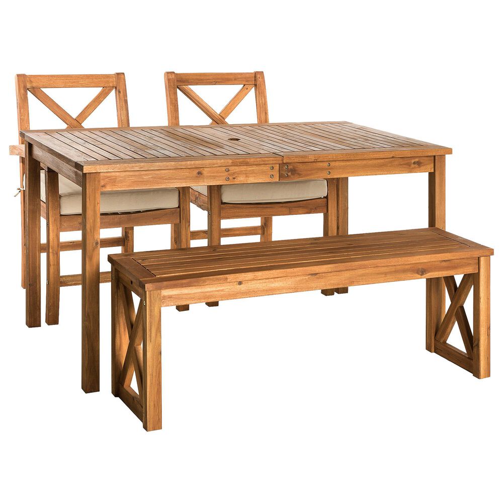 Walker Edison Crosswinds 4-Piece Patio Dining Set in Brown | Shop NFM