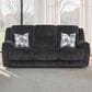 Moore Furniture Heston Manual Reclining Sofa with Drop Down Table in Frenzy Graphite, , large