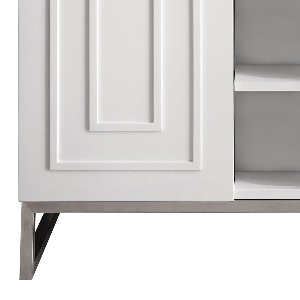 James Martin Vanities Alicante 39.5&quot; Single Bathroom Vanity in Glossy White and Brushed Nickel with 5 cm White Glossy Resin Top and Rectangular Sink, , large