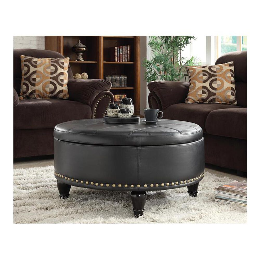 OSP Home Augusta Storage Ottoman in Black Bonded Leather, , large