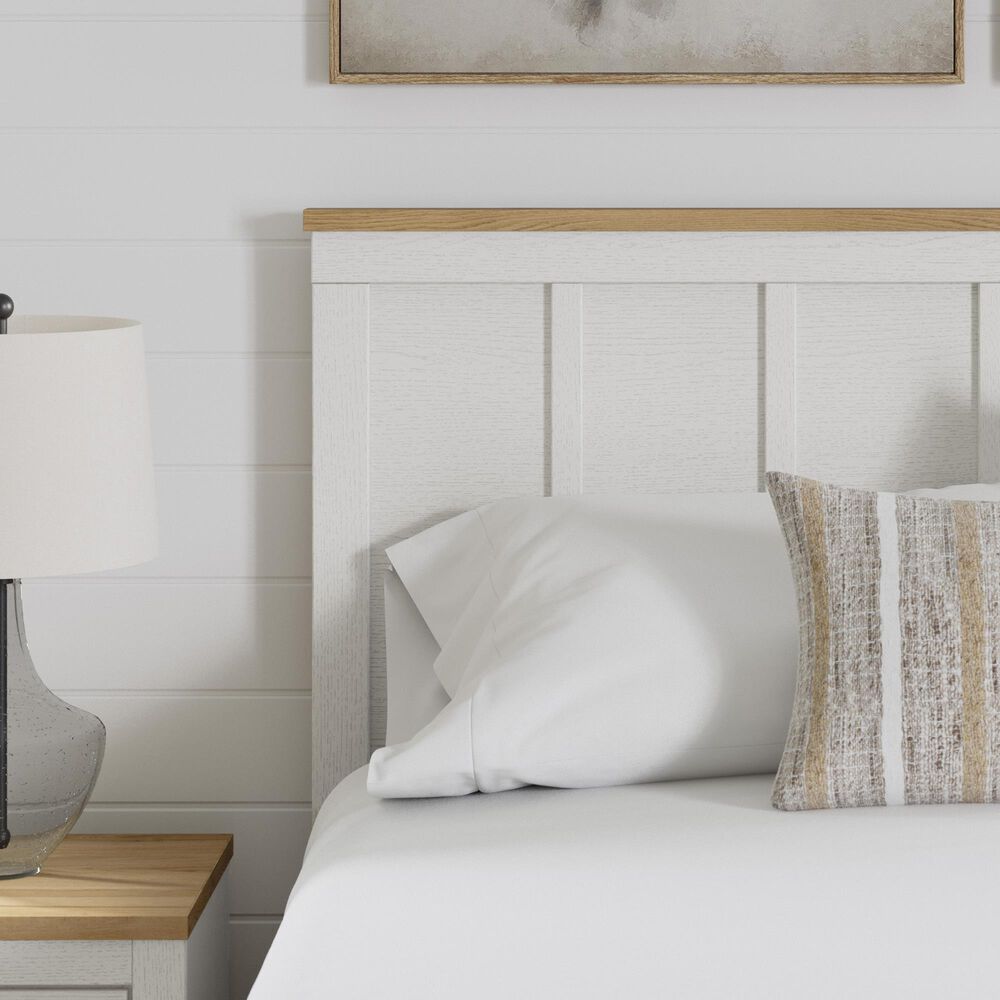 Ashley Linnocreek Queen Panel Bed in White and Warm Brown, , large