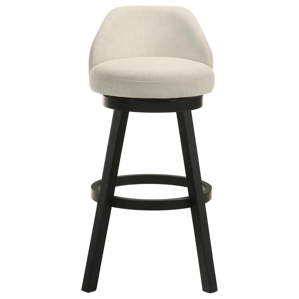 Armen Living Erika Swivel Bar Height Stool with Cream Upholstery in Black, , large