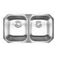 MS International Double Bowl 18-Gauge Stainless Steel Undermount Kitchen Sink, , large