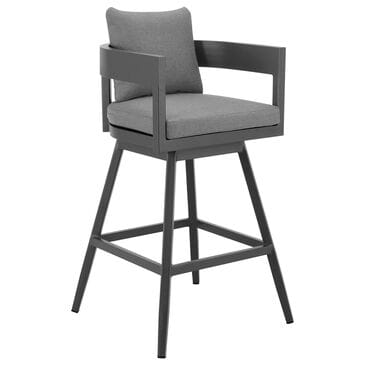 Blue River Menorca Patio Swivel Counter Height Bar Stool in Dark Gray, , large