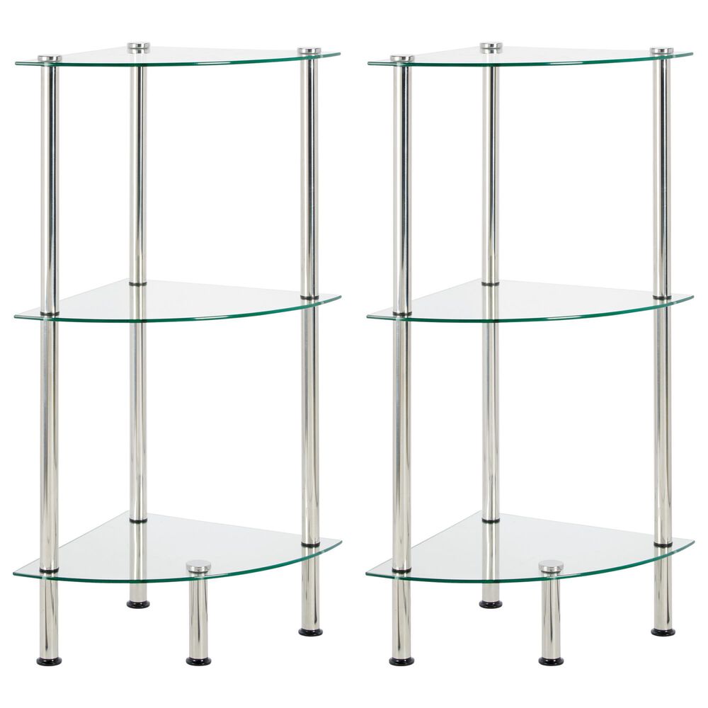 mDesign 3-Tier Corner Tower in Chrome and Clear (Set of 2), , large