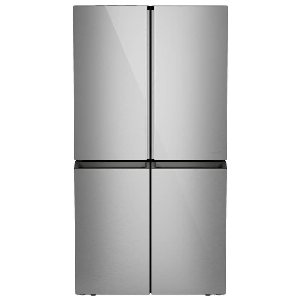 Cafe 28.3 Cu. Ft. Smart Quad Door Refrigerator with Dual Dispense AutoFill Pitcher in Platinum Glass, , large